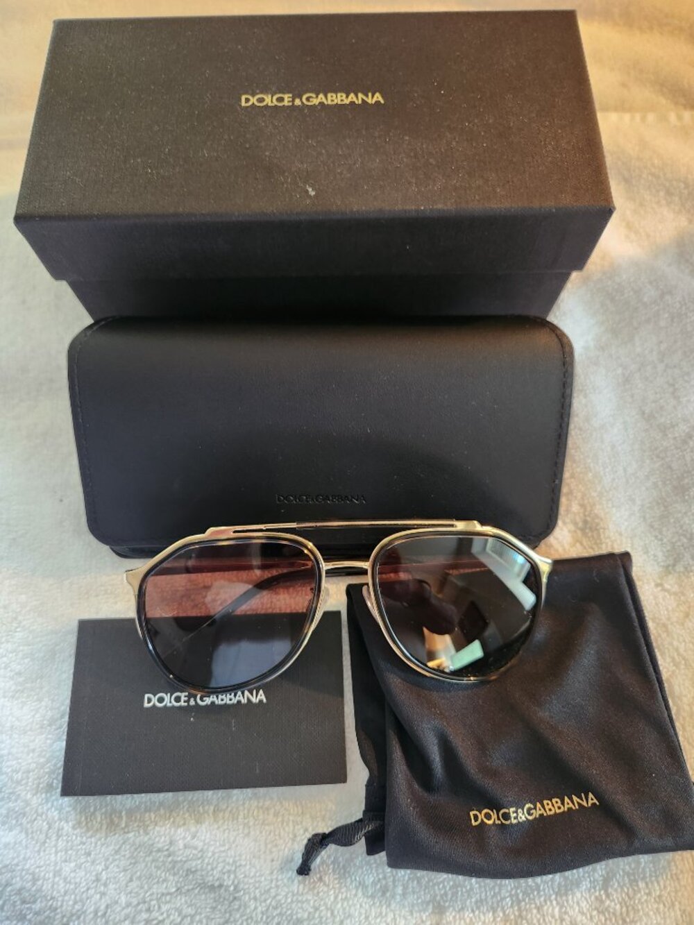 Dolce & Gabbana DG2277 Gold Havana Aviator Sunglasses Full Set